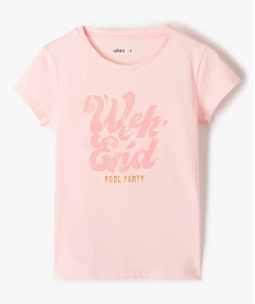 tee-shirt fille pastel a motif paillete rose tee-shirtsG144801_1