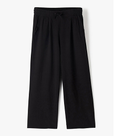 GEMO Pantalon fille imprimé avec taille élastiquée et ceinture à nouer Noir