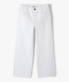 GEMO Pantalon fille large en toile de coton Blanc