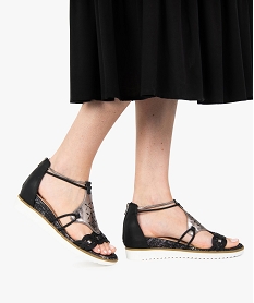 sandales femme a semelle plateforme et contrefort zippe noir standard sandales a talonG180001_1
