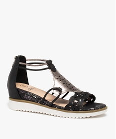 sandales femme a semelle plateforme et contrefort zippe noir standard sandales a talonG180001_2