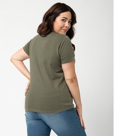tee-shirt femme grande taille a col v et manches courtes vert t-shirts col vG183101_3