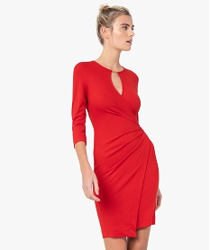 GEMO Robe de soirée femme avec effet drapé Rouge