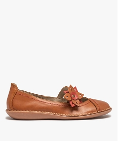 GEMO Ballerines femme confort avec fleur en relief marron standard