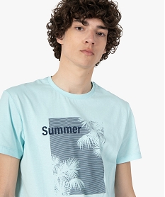 GEMO Tee-shirt homme à manches courtes avec motif estival Bleu