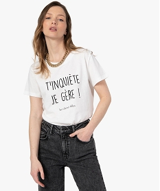 tee-shirt femme a message fantaisie - gemo x les vilaines filles beige t-shirts manches courtesG282101_1