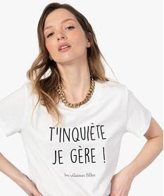 tee-shirt femme a message fantaisie - gemo x les vilaines filles beige t-shirts manches courtesG282101_2