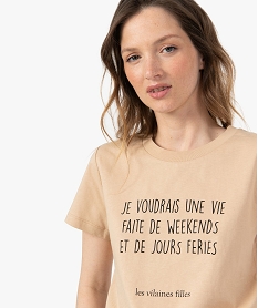 tee-shirt femme a message fantaisie - gemo x les vilaines filles beigeG282201_2