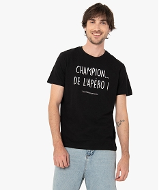 GEMO Tee-shirt homme à manches courtes et message Gémo X Les Vilains Garçons Noir