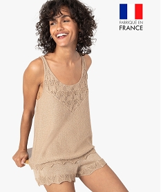 GEMO Débardeur femme pailleté en maille 3D innovante Beige