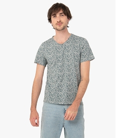 GEMO Tee-shirt homme imprimé à finitions bord-franc Gris