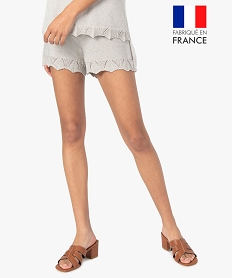 GEMO Short femme pailleté en maille 3D innovante Beige