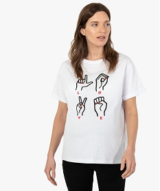 tee-shirt de grossesse compatible allaitement avec motif blanc t-shirts manches courtesG288901_1