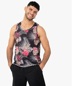 GEMO Débardeur homme à motifs fleuris Noir