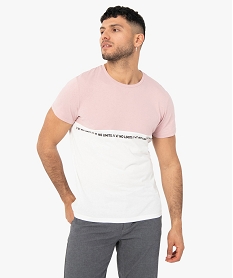 GEMO Tee-shirt homme à manches courtes bicolore Rose