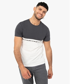 GEMO Tee-shirt homme à manches courtes bicolore Gris