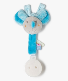 GEMO Doudou bébé accroche tétine avec pince– Sucre d’Orge Bleu