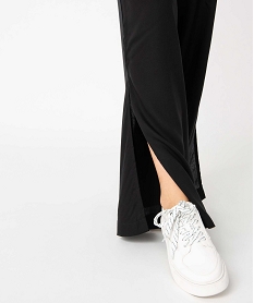 pantalon femme en toile fluide coupe ample fendu sur les cotes noirG319501_2