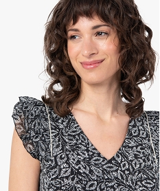 blouse femme imprimee avec volants sur les epaules imprime t-shirts manches courtesG322601_2