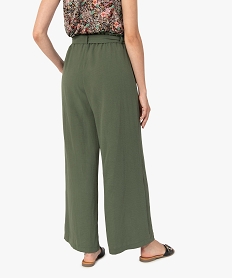 pantalon femme en maille fluide avec ceinture ton sur ton vert pantalonsG324801_3