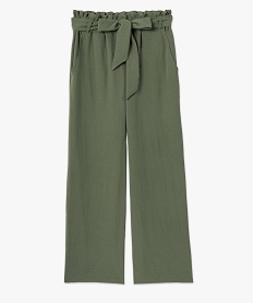 pantalon femme en maille fluide avec ceinture ton sur ton vert pantalonsG324801_4