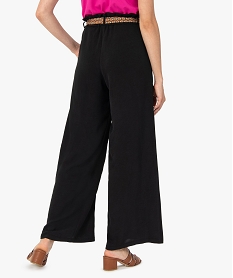 pantalon en maille fluide avec ceinture imprimee femme noir pantalonsG324901_3