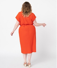 robe femme grande taille en maille texturee orange robesG327701_3