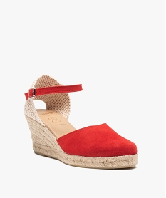 sandales femme compensees dessus cuir uni rouge standard sandales a talonG329301_2