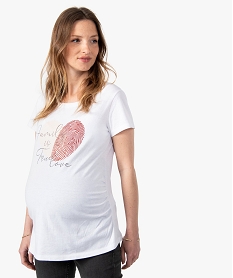 tee-shirt de grossesse avec motif graphique blanc t-shirts en cotonG330001_1
