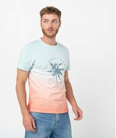 tee-shirt homme avec motif palmier coloris tie and dye bleu polosG398501_1