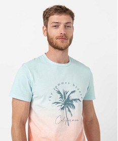 tee-shirt homme avec motif palmier coloris tie and dye bleuG398501_2