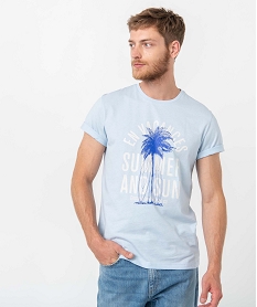 GEMO Tee-shirt homme avec motif estival Bleu