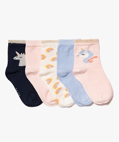 GEMO Chaussettes bébé fille à motifs et paillettes sur la tige (lot de 5) rose standard