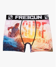 GEMO Boxer homme à motif surf et couleurs coucher de soleil - Freegun Blanc