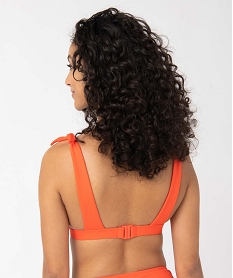 haut de bain femme triangle en maille texturee orange haut de maillots de bainI051201_2