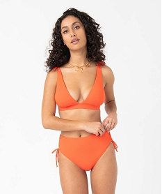 haut de bain femme triangle en maille texturee orange haut de maillots de bainI051201_3