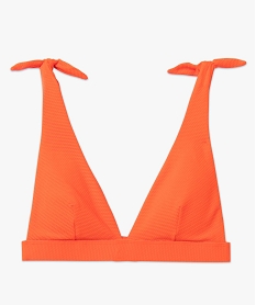 haut de bain femme triangle en maille texturee orange haut de maillots de bainI051201_4