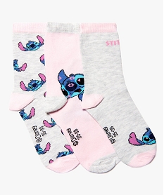 GEMO Chaussettes fille avec motifs (lot de 3) - Lilo et Stitch rose standard