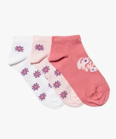 GEMO Chaussettes fille ultra courtes à motifs fleuris (lot de 3) rose standard