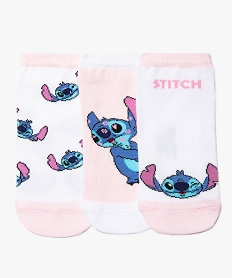 GEMO Chaussettes fille ultra courtes avec motif Stitch (lot de 3) - Disney rose standard