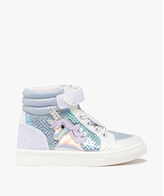 GEMO Baskets fille mid-cut licorne avec sequins et paillettes Bleu