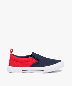 GEMO Slip-on garçon en toile bicolores avec col élastiqué Rouge