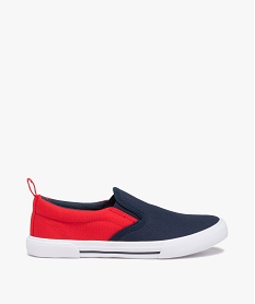 GEMO Slip-on garçon en toile bicolore avec col élastiqué Rouge