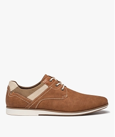 GEMO Derbies homme style décontracté avec détails contrastants marron vif