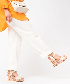 sandales femme compensees dessus et semelle en toile beige standard sandales a talonI149001_1