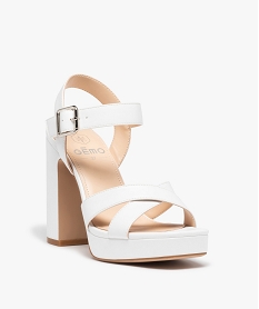 sandales femme a talon carre extra haut et brides unies blanc standard sandales a talonI155901_3