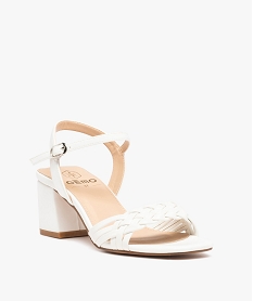 sandales femme a talon et brides tressees unies blanc standard sandales a talonI156001_2