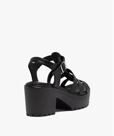 sandales femme unies a brides multiples et semelle crantee noir standard sandales a talonI156701_4