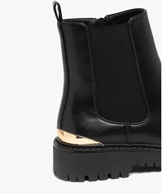 GEMO Boots femme style Chelsea crantées avec détail métallisé noir standard