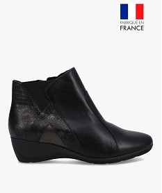 boots femme confort dessus cuir a talon compense noir standardI213501_1